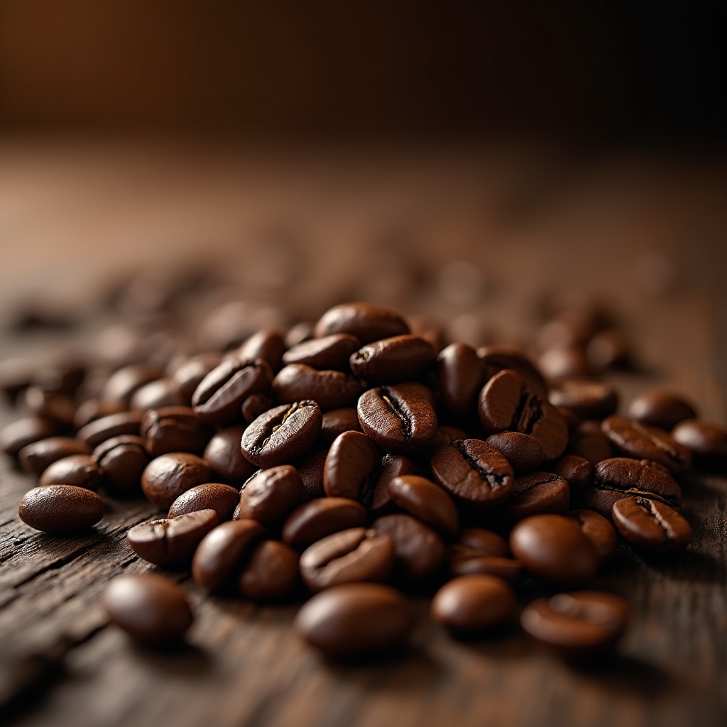 Detalle de granos de café recién tostados